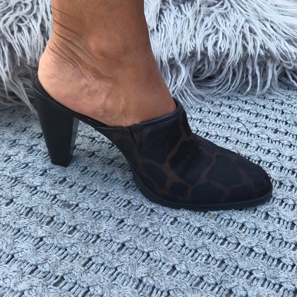 Faux Fur Leopard Heeled Mules 6.5 - Picture 5 of 6